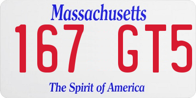 MA license plate 167GT5
