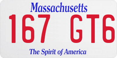 MA license plate 167GT6