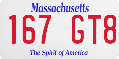 MA license plate 167GT8