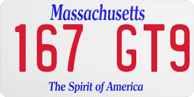 MA license plate 167GT9