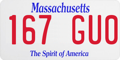 MA license plate 167GU0