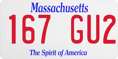 MA license plate 167GU2