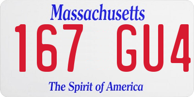 MA license plate 167GU4