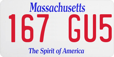 MA license plate 167GU5