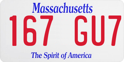 MA license plate 167GU7