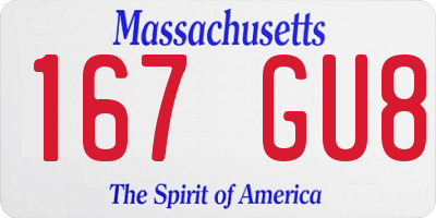 MA license plate 167GU8