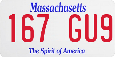 MA license plate 167GU9