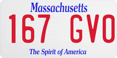 MA license plate 167GV0