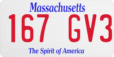 MA license plate 167GV3