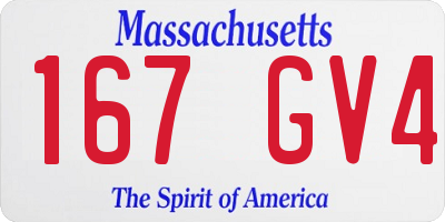 MA license plate 167GV4