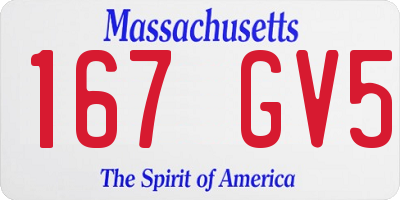 MA license plate 167GV5