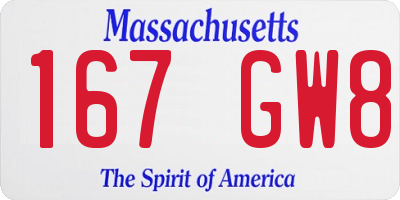 MA license plate 167GW8