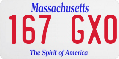 MA license plate 167GX0