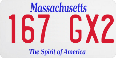 MA license plate 167GX2