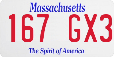 MA license plate 167GX3