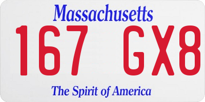 MA license plate 167GX8