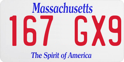 MA license plate 167GX9
