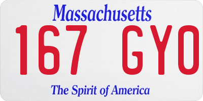 MA license plate 167GY0