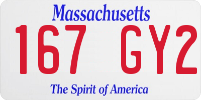 MA license plate 167GY2