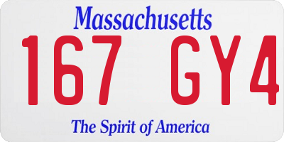 MA license plate 167GY4