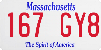 MA license plate 167GY8