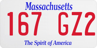 MA license plate 167GZ2