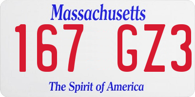 MA license plate 167GZ3