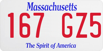 MA license plate 167GZ5