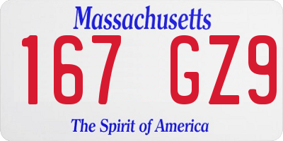 MA license plate 167GZ9