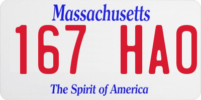 MA license plate 167HA0
