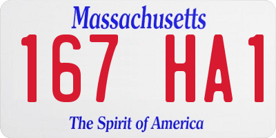 MA license plate 167HA1