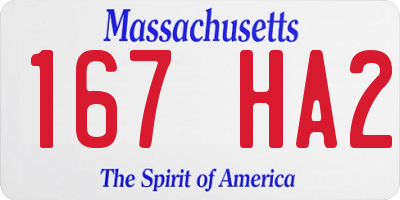 MA license plate 167HA2