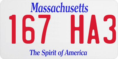 MA license plate 167HA3