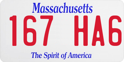MA license plate 167HA6