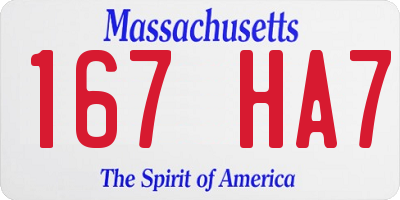 MA license plate 167HA7