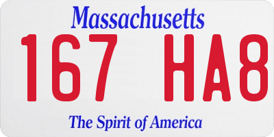 MA license plate 167HA8