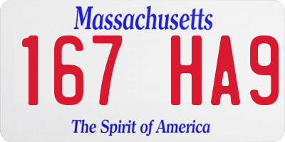 MA license plate 167HA9