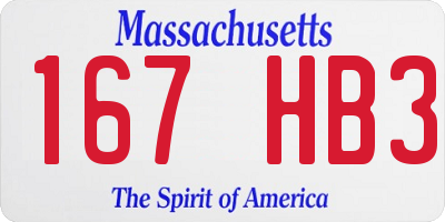 MA license plate 167HB3