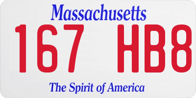 MA license plate 167HB8