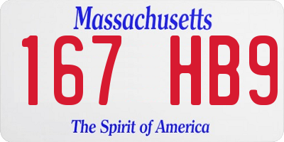 MA license plate 167HB9