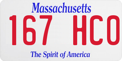 MA license plate 167HC0