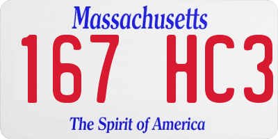 MA license plate 167HC3