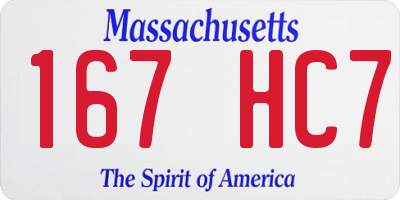 MA license plate 167HC7