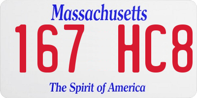 MA license plate 167HC8