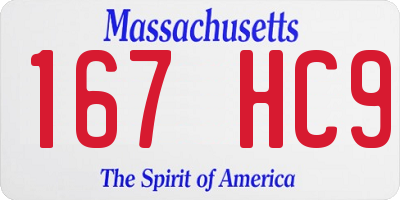MA license plate 167HC9