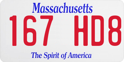 MA license plate 167HD8