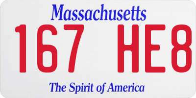 MA license plate 167HE8
