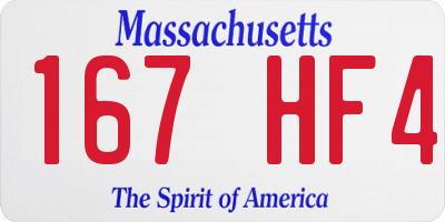 MA license plate 167HF4