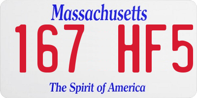 MA license plate 167HF5