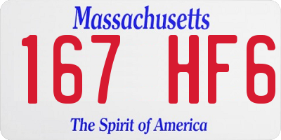 MA license plate 167HF6